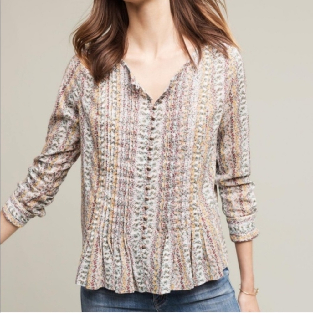Anthropologie Maeve Pastel Floral Blouse